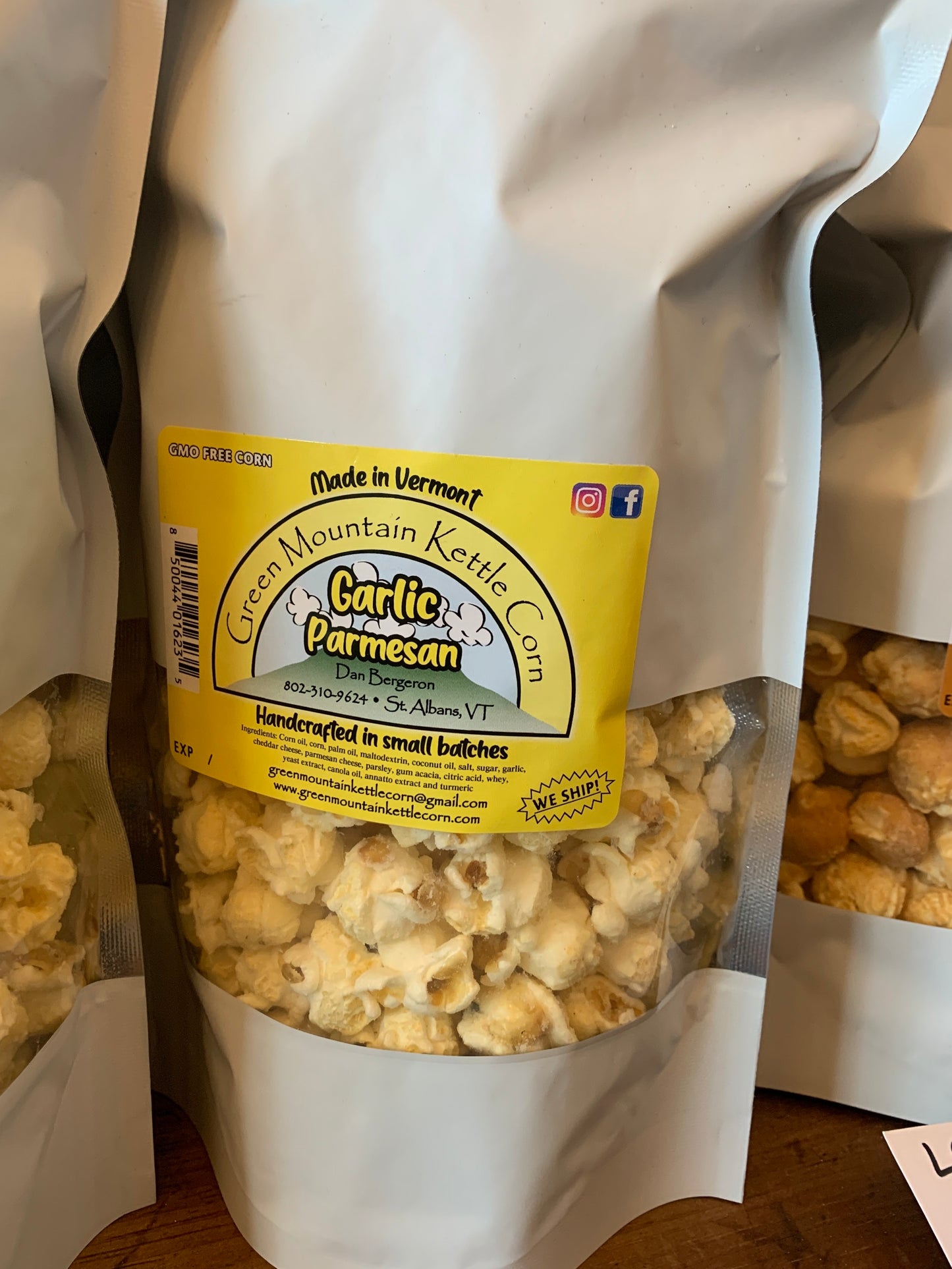 Garlic Parmesan Kettle Corn, Made in Vermont